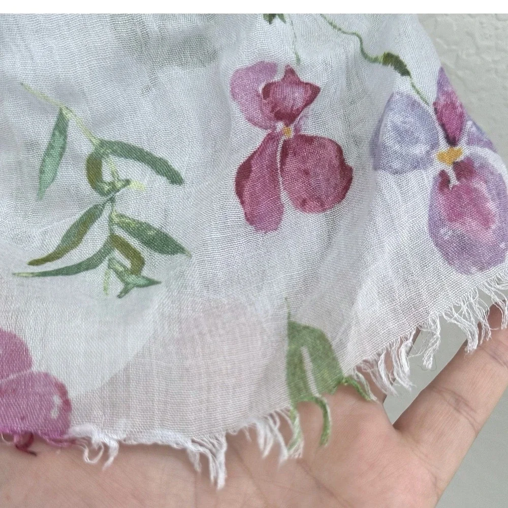 Uncommon Goods Violet Floral Scarf February Forrest Fairy Delicate Feminine Airy